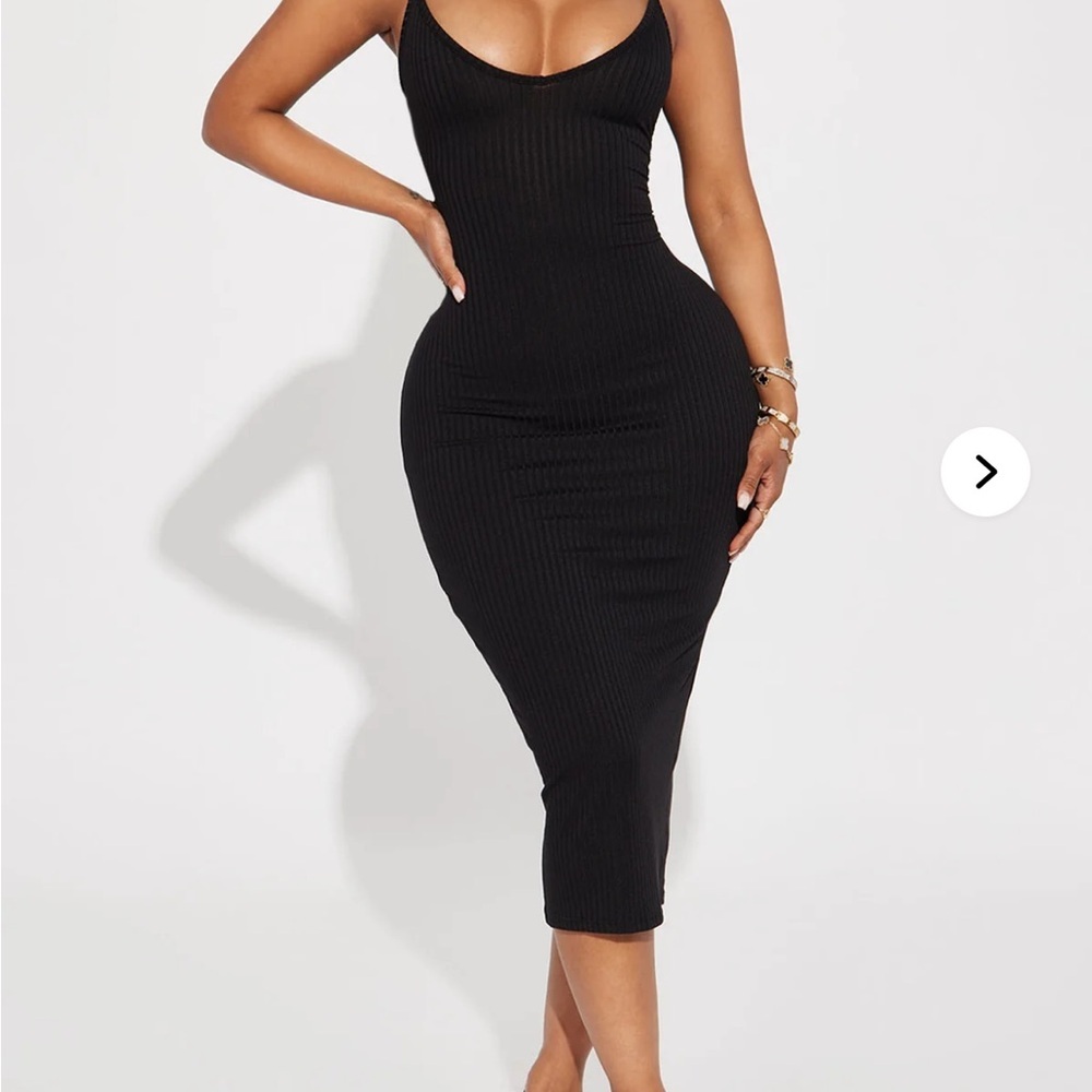 Fashion Nova Gray Ribbed Midi Dress